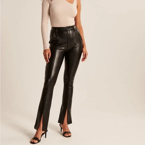 🎉Host Pick🎉 A&F petite Vegan leather split-hem pants - Picture 1 of 10